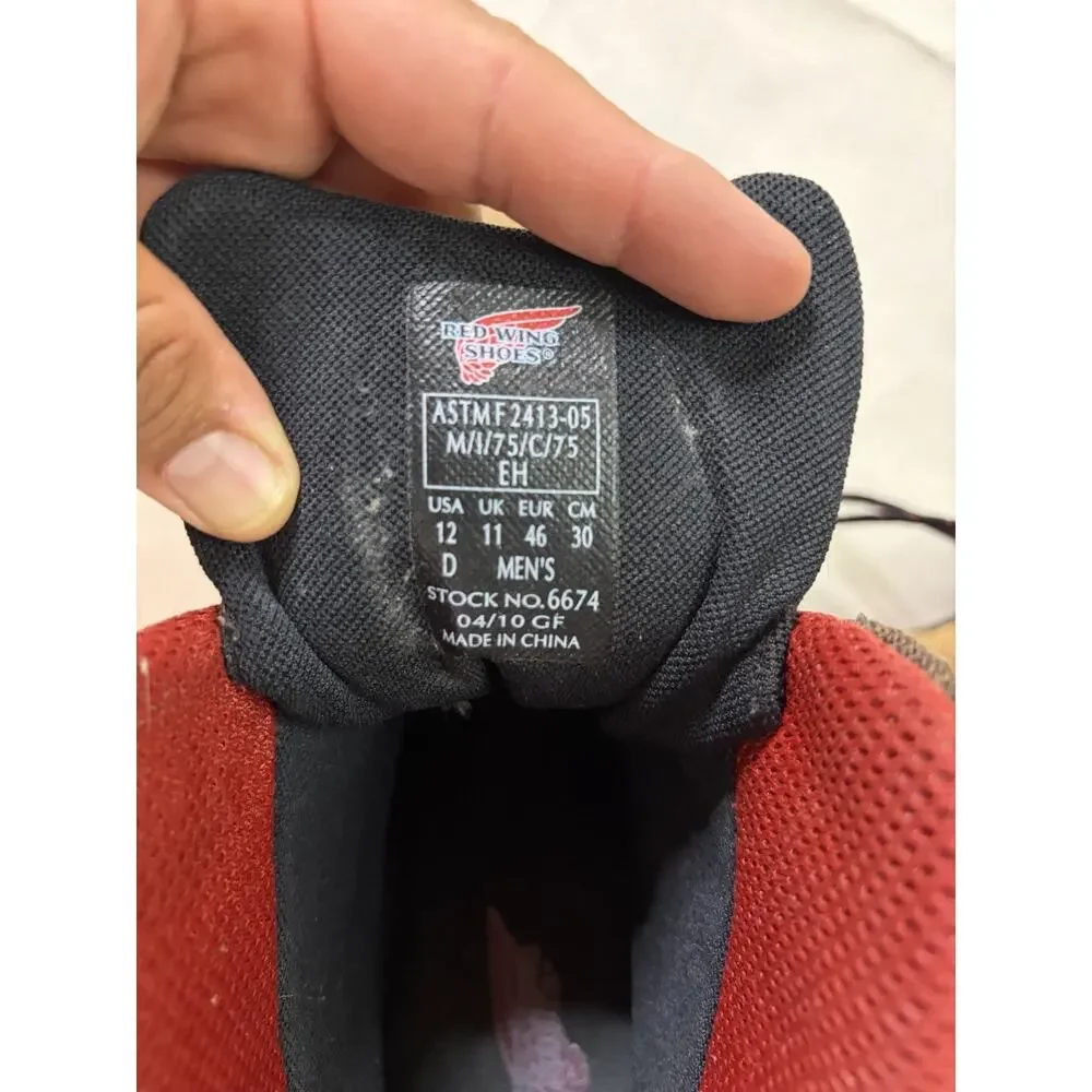 Red Wing TruHiker Boots Men’s Size 12 D 6674 Waterproof Safety Toe Vibram Work